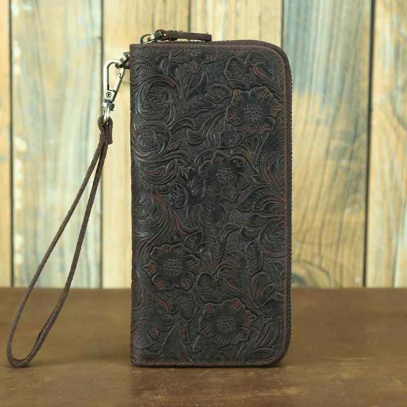 メンズ 鞄 カバン バック ファッション オシャレ アイテム 小物 レザー 長財布 メンズ カード バッグ ジッパー マルチ カードスロット クラッチ バッグ レトロ エンボス スタイル