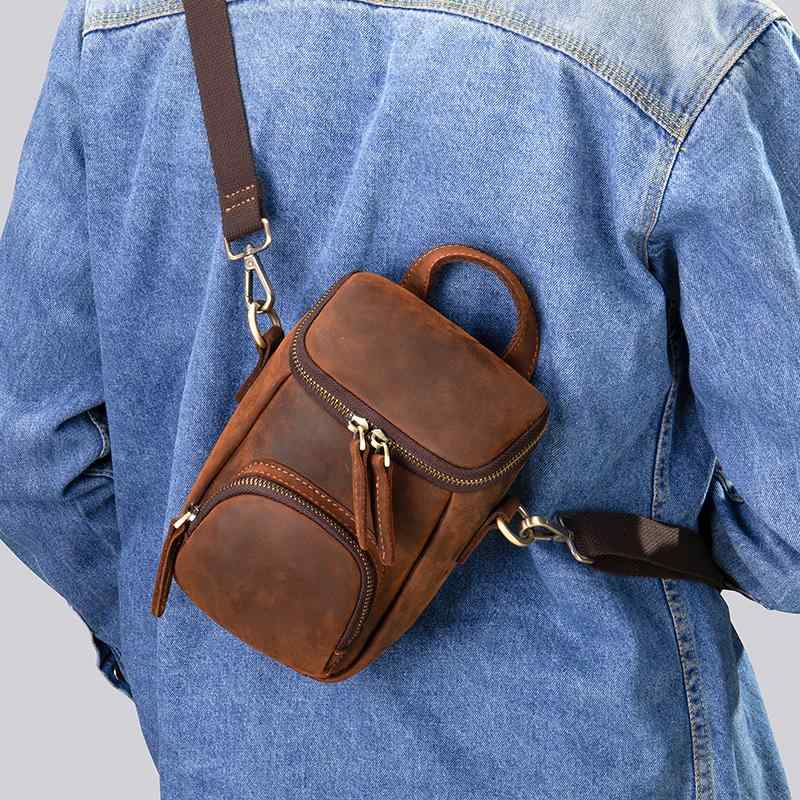メンズ 鞄 カバン バック ファッション オシャレ アイテム 小物 レトロ レザー 最上層牛革 メンズ 革 ショルダー バッグ メッセンジャー バッグ 携帯電話 クロス ボディ ウエスト バッグ バック パック