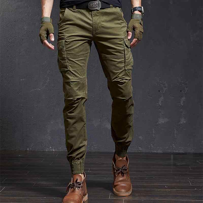 乐天商城 - メンズ ファッション 服 男性用 オシャレ シンプル 大人 かっこいい ストリート スリムフィット アメリカン ワークパンツ マルチ ポケット カジュアル パンツ 迷彩 カフス スウェットパンツ