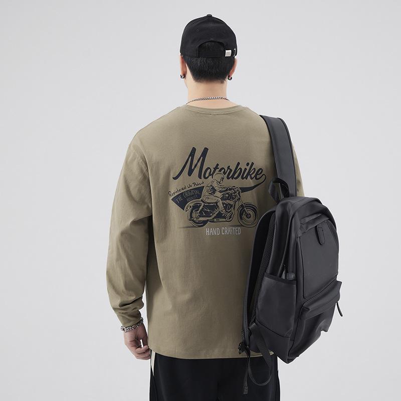 Tシャツ メンズ 長袖 丸首 コットン ゆったり 大きいサイズ 秋 インナー ストリート ファッション カジュアル トップス 暖かい 柔らか..