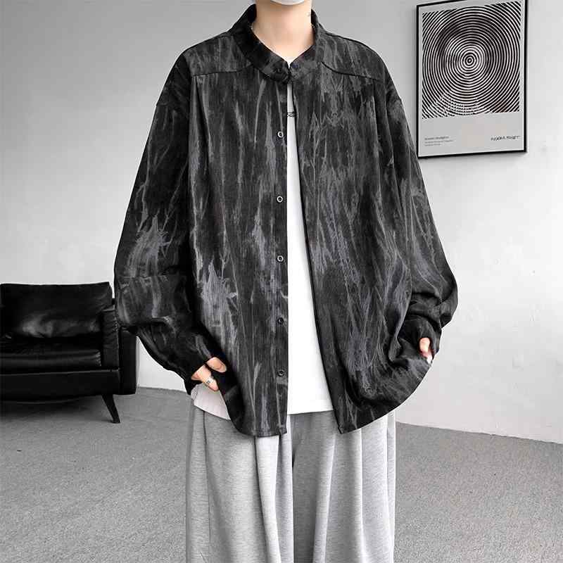 メンズ ファッション 服 用 オシャレ シンプル 大人 かっこいい ストリート 夏コーデ 長袖 シャツ トップス ハイエンド スタンドカラー ジャケット レトロ