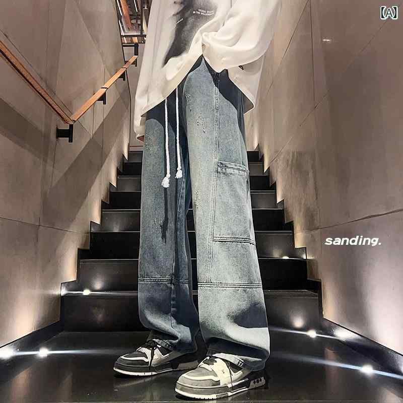 メンズ ファッション 服 用 オシャレ シンプル 大人 かっこいい ストリート 夏コーデ アメリカン ウェア ジーンズ カジュアル ロング パンツ レトロ