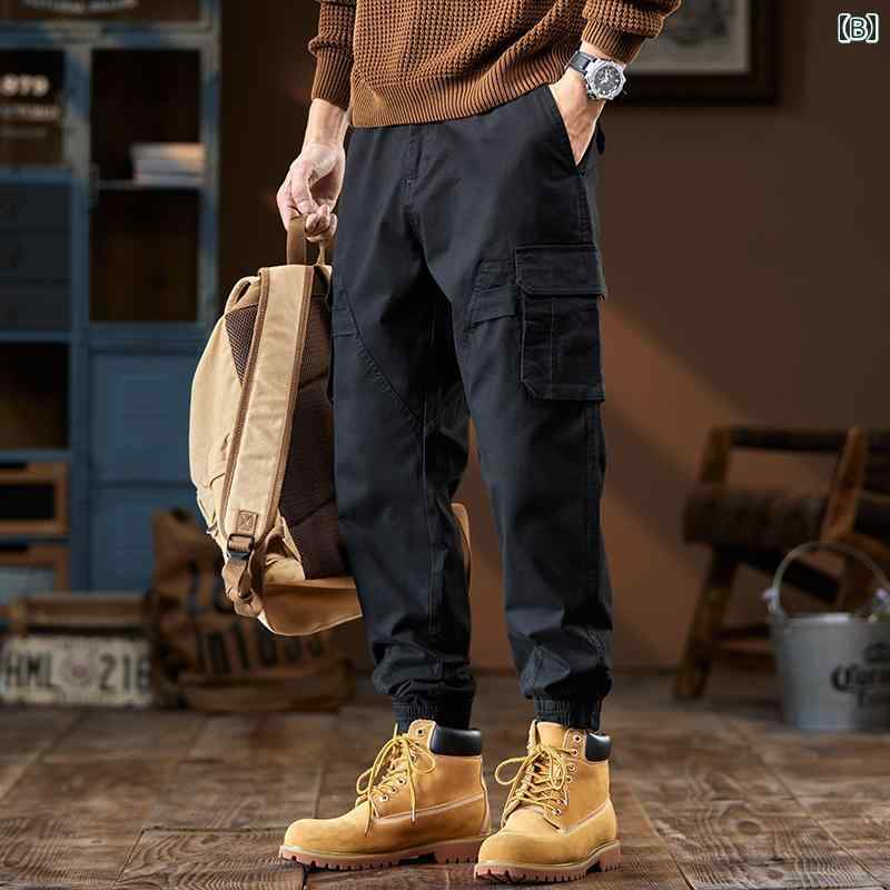 リコットのメンズ ファッション オシャレ 男性用 シンプル 大人 かっこいい カジュアル ストリート ヒップホップ HipHop アメカジ レトロ マルチ パンツ 厚手｜アングル2