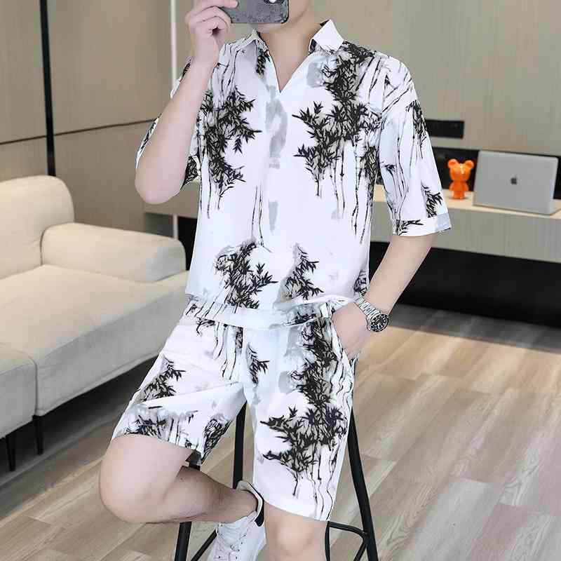 メンズ ファッション 服 用 オシャレ シンプル 大人 かっこいい ストリート 夏コーデ パンツ ズボン 履物 カジュアル スポーツ プリント Vネック スーツ