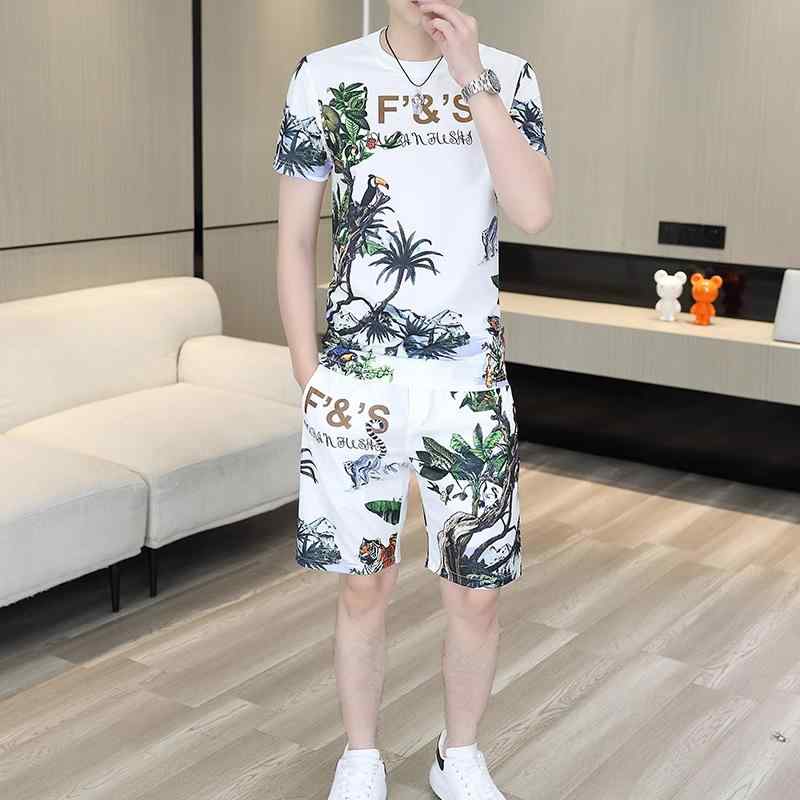 メンズ ファッション 服 用 オシャレ シンプル 大人 かっこいい ストリート 夏コーデ パンツ ズボン 履物 半袖 スーツ ラウンドネック T シャツ
