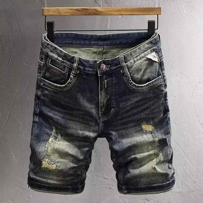 Rakuten - メンズ ファッション 服 用 オシャレ シンプル 大人 かっこいい ストリート 夏コーデ パンツ ズボン 履物 アメリカン ウォッシュ デニム パンツ スリム 薄手 ミドル丈 パンツ レトロ