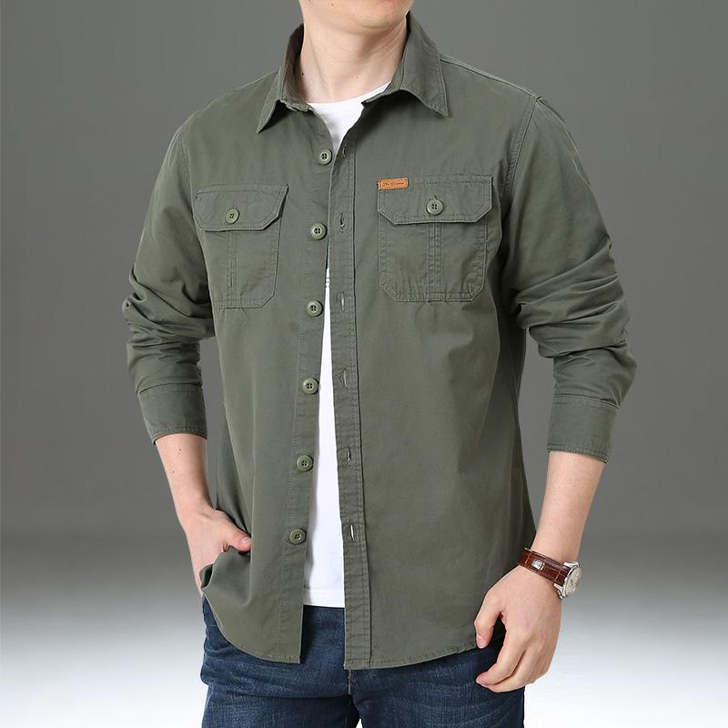 メンズ ファッション 服 男性用 オシャレ シンプル 大人 かっこいい ストリート シャツ アウトドア ゆったり 大きいサイズ ポケット カジュアル スポーツ 綿 長袖