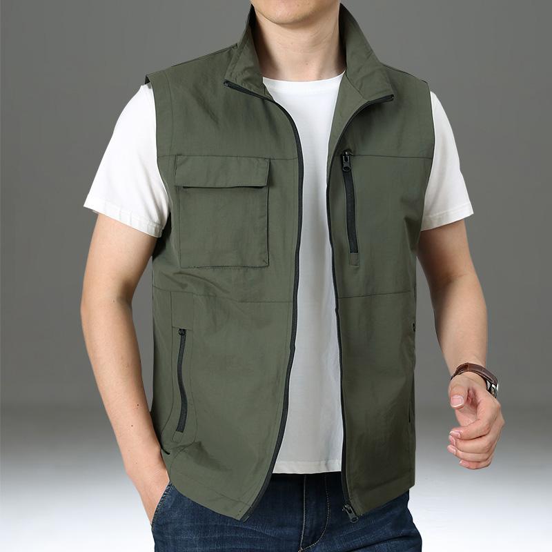 メンズ ファッション 服 男性用 オシャレ シンプル 大人 かっこいい ストリート ゆったり 速乾 ベスト ウエスト コート アウトドア マルチ ポケット 釣り ジャケット トップス(4.0)