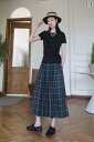 レディース ファッション 服 オシャレ カワイイ 女性用 シンプル 大人カワイイ 大きいサイズ 婦人服 夏 スカート 綿 チェック柄 スカート Aライン ミドル丈 スカート スリム ロング スカート
