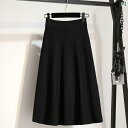 レディース ファッション 服 オシャレ カワイイ 女性用 シンプル 大人カワイイ 大きいサイズ 婦人服 ミドル丈 スカート Aライン スカート ハイウエスト 黒 スカート ニット 冷感 スカート