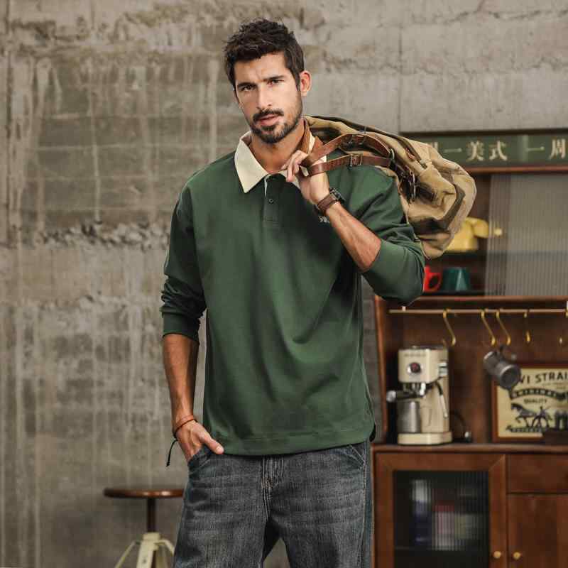 メンズ ファッション 服 男性用 オシャレ シンプル 大人 かっこいい ストリート フェイク ツーピース 長袖 ポロ シャツ 大きいサイズ 綿 トップス シャツ 襟 スウェットシャツ