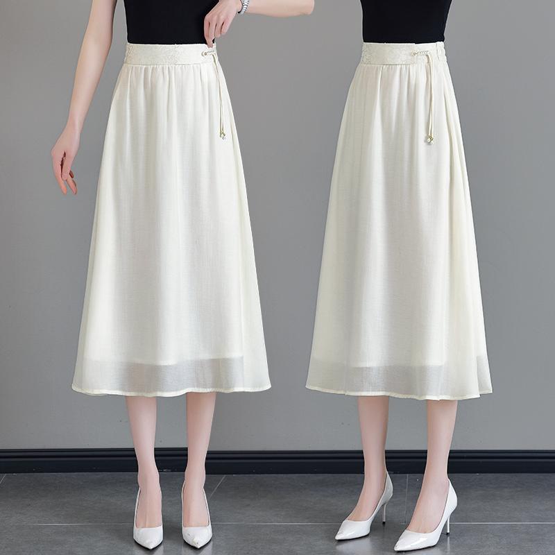 秋コーデ レディース ファッション 女性用 スカート ハイウエスト ミディアム Aライン プリーツスカート 薄手 シフォン アンブレラ