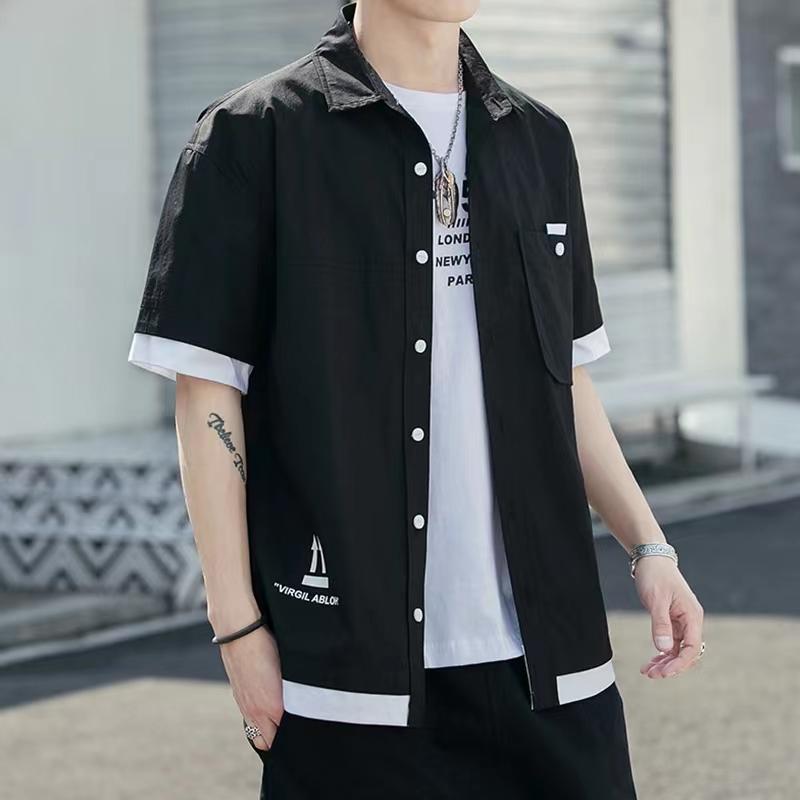 メンズ ファッション 服 用 オシャレ シンプル 大人 かっこいい ストリート 夏コーデ トップス 半袖 シャツ ワーク ジャケット カジュ..