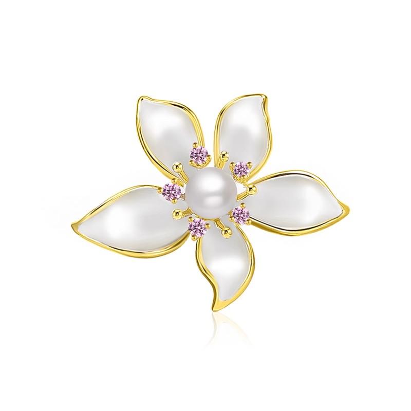 アクセサリー レディース ファッション 小物 上品スタイル コーディネート パーティー アイテム 花 エナメル 立体 ブローチ パール コサージュ ピンブローチ