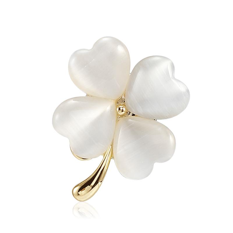 アクセサリー レディース ファッション 小物 上品スタイル コーディネート パーティー アイテム 幸運 四つ葉 クローバー 磁気 ブローチ コサージュ ピンブローチ