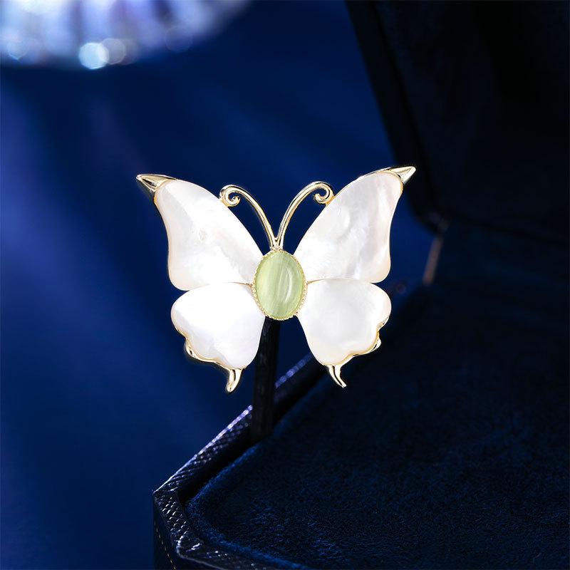 アクセサリー レディース ファッション 小物 上品スタイル コーディネート パーティー アイテム フレンチ シェル 蝶モチーフ ブローチ レトロ コサージュ ピンブローチ バックル