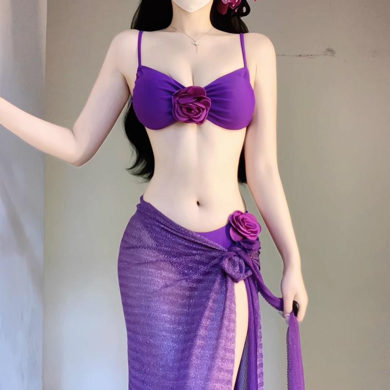 夏コーデ レディース ファッション 服 オシャレ カワイイ 女性用 シンプル 大人カワイイ スプリット ホリデー 水着 スリーピース ロング スカート フォト