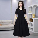 レディース ファッション 服 オシャレ カワイイ 女性用 シンプル 大人カワイイ 大きいサイズ 婦人服 ハイエンド リトル ブラック ドレス ミドル丈 ドレス 夏 ファッション ハイウエスト スリム