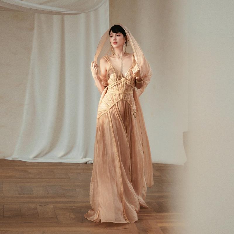 ラインストーンリボンドレス