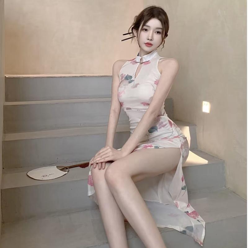 レトロ チャイナドレス スリム ハイスリット ダンス