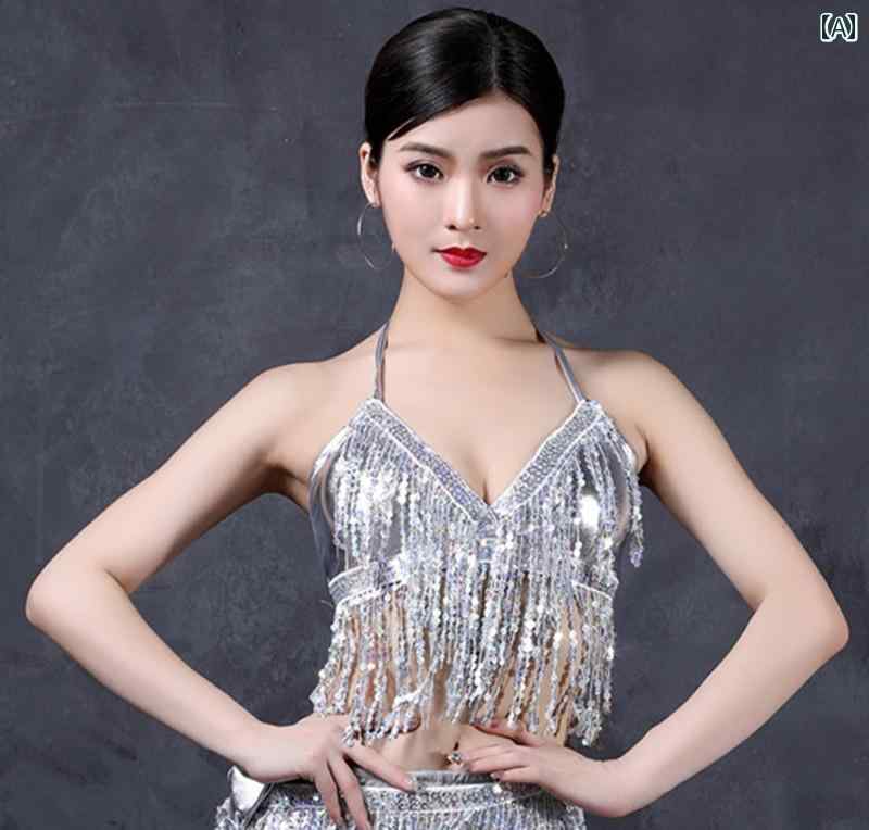 ベリーダンス トップス ブラジャー ダンス 衣装 スパンコール タッセル パフォーマンス