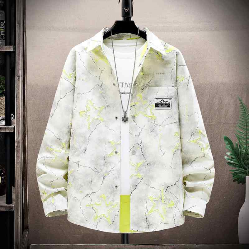 メンズ ファッション 服 男性用 オシャレ シンプル 大人 かっこいい ストリート シャツ 長袖 ゆったり 花 ジャケット 襟 綿