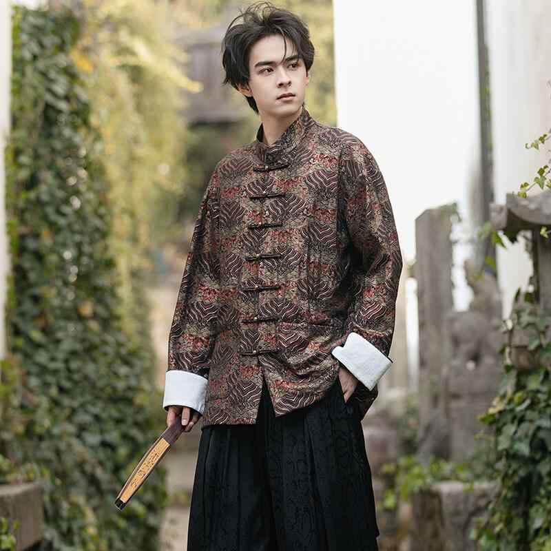 メンズ ファッション 服 男性用 オシャレ シンプル 大人 かっこいい ストリート ボタン 唐装 シャツ 長袖 スーツ ジャケット