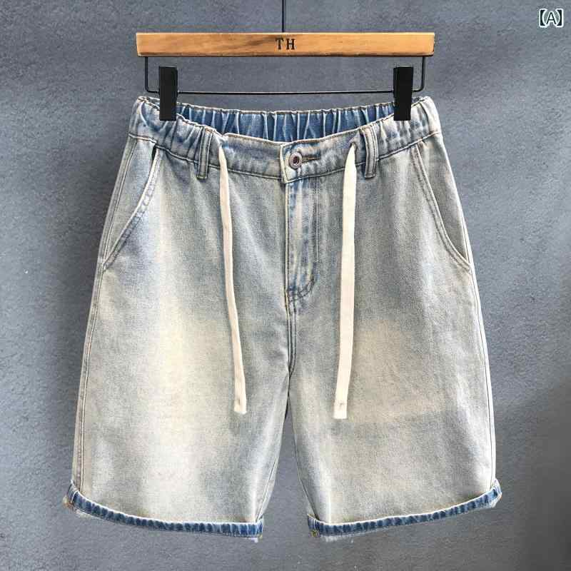 メンズ ファッション 服 男性用 オシャレ シンプル 大人 かっこいい ストリート ソフト コットン レトロ ウォッシュ加工 薄手 デニム パンツ ズボン 履物 ストレート アメリカン