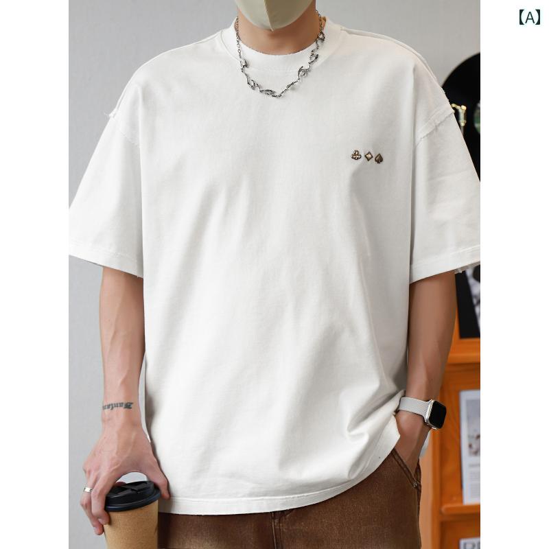 メンズ ファッション 服 男性用 オシャレ シンプル 大人 かっこいい ストリート コットン ゆったり 半袖 Tシャツ