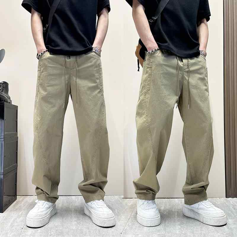 メンズ ファッション 服 男性用 オシャレ シンプル 大人 かっこいい ストリート パンツ ズボン 履物 夏 薄手 カーキ ストレート