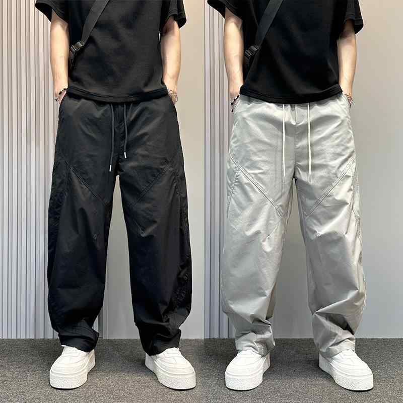 メンズ ファッション 服 男性用 オシャレ シンプル 大人 かっこいい ストリート 夏 薄手 速乾 パンツ ズボン 履物 ゆったり ワイドレッグ 無地 ストレート