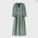 レディース ファッション 服 オシャレ カワイイ 女性用 シンプル 大人カワイイ 大きいサイズ 婦人服 フレンチ レトロ 花柄 ドレス エレガント Vネック エレガント ティーブレイク ドレス