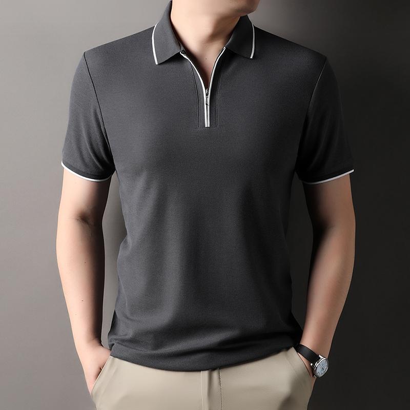 メンズ ファッション 服 男性用 オシャレ シンプル 大人 かっこいい ストリート レジャー ハーフ ジッパー コットン 半袖 Tシャツ ビジネス カジュアル 無地 ポロ シャツ