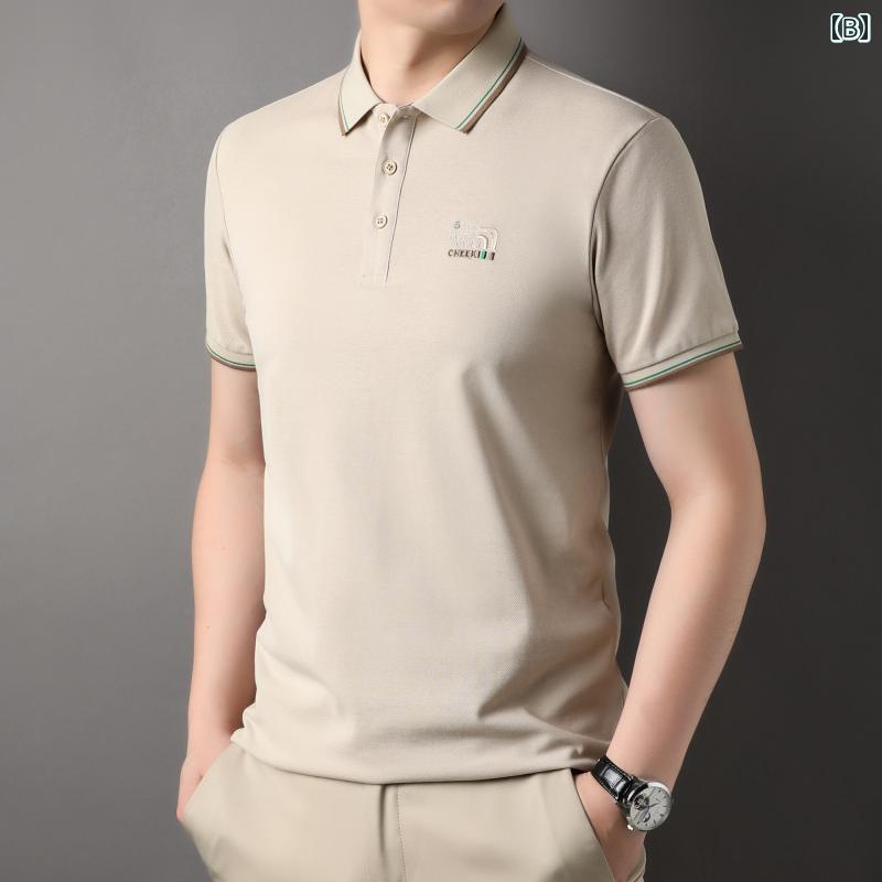 メンズ ファッション 服 男性用 オシャレ シンプル 大人 かっこいい ストリート カジュアル シルケット コットン 半袖 Tシャツ ポロ シャツ ゆったり