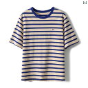 レディース ファッション 服 オシャレ カワイイ 女性用 シンプル 大人カワイイ 大きいサイズ 婦人服 カジュアル ラウンドネック 半袖 ストライプ コットン T シャツ