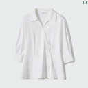 レディース ファッション 服 オシャレ カワイイ 女性用 シンプル 大人カワイイ 大きいサイズ 婦人服 アーバン OL ヒロイン シャツ モダールコットン ウエスト ミッド スリーブ トップス