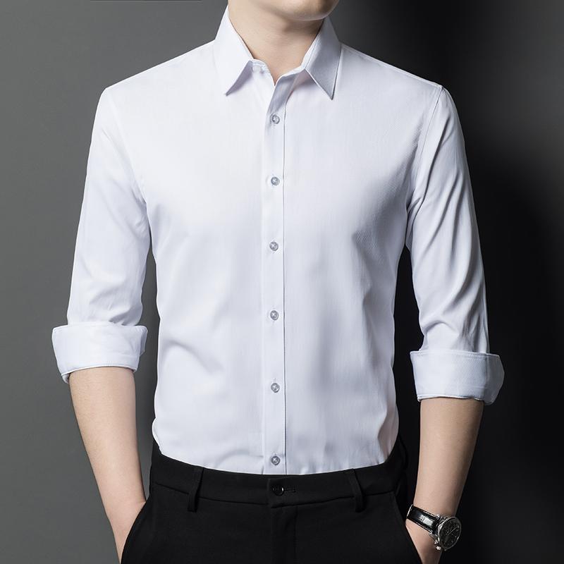 メンズ ファッション 服 男性用 オシャレ シンプル 大人 かっこいい ストリート カジュアル 薄手 長袖 コットンシャツ ビジネス 韓国スタイル シームレス ウェア 無地 シャツ