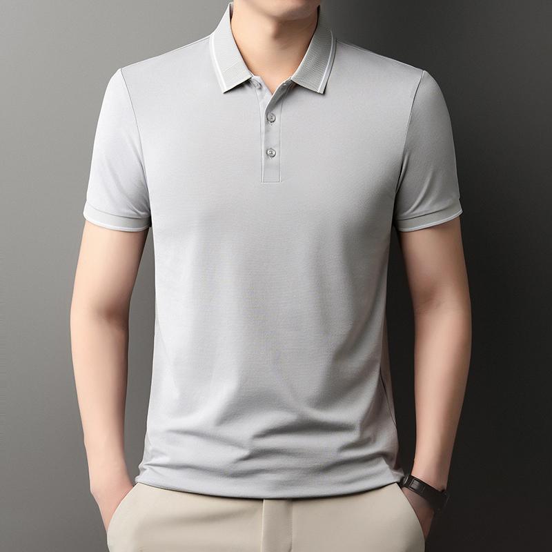 メンズ ファッション 服 男性用 オシャレ シンプル 大人 かっこいい ストリート コットンリネン 薄手 半袖 Tシャツ カジュアル 冷感 ポロ シャツ(4)