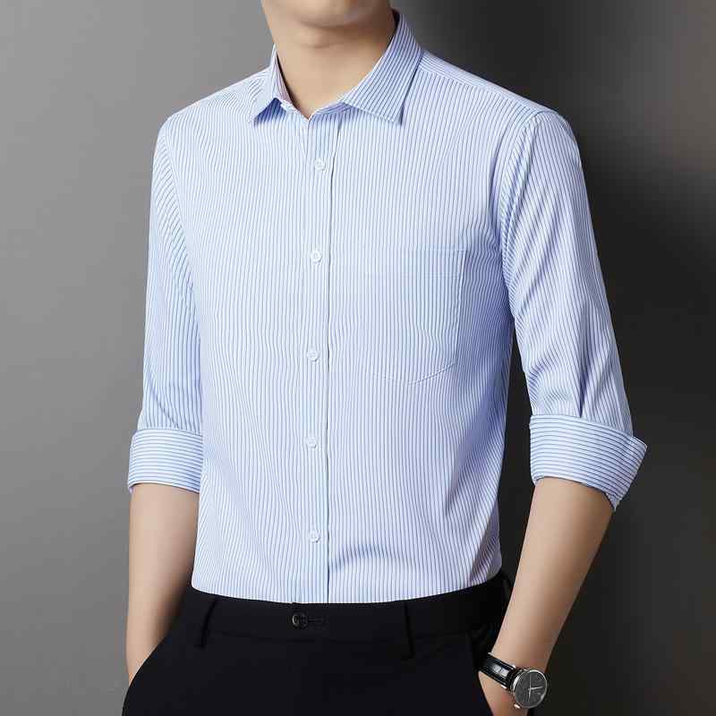 メンズ ファッション 服 男性用 オシャレ シンプル 大人 かっこいい ストリート ポケット付き ビジネス カジュアル シャツ ゆったり ストライプ 長袖