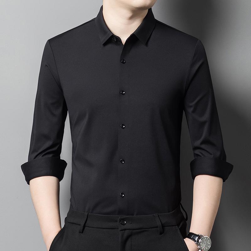 メンズ ファッション 服 男性用 オシャレ シンプル 大人 かっこいい ストリート シームレス シャツ 薄手 無地 しわ防止 韓国スタイル フォーマル 長袖