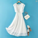 レディース ファッション 服 オシャレ カワイイ 女性用 シンプル 大人カワイイ 大きいサイズ 婦人服 フリル 袖 ホワイト ドレス ビーズ ウエスト 海辺 バカンス 休暇 ビーチ ドレス