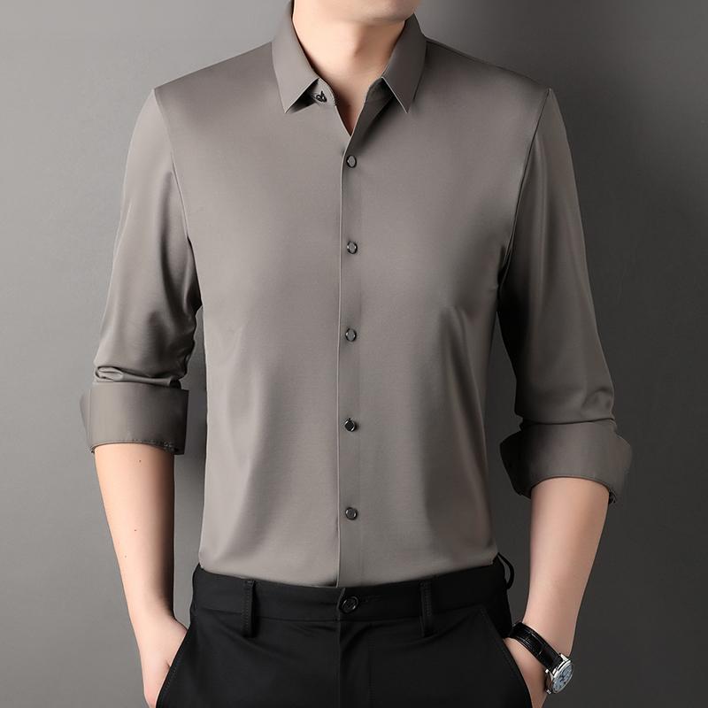 メンズ ファッション 服 男性用 オシャレ シンプル 大人 かっこいい ストリート ビジネス カジュアル シームレス シャツ 男性用 無地 シワ防止 ゆったり 長袖