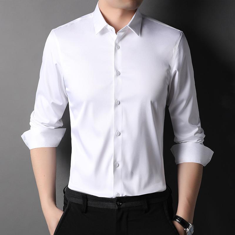 Rakuten - メンズ ファッション 服 男性用 オシャレ シンプル 大人 かっこいい ストリート ビジネス カジュアル シームレス シャツ 無地 長袖 しわ防止 フォーマル