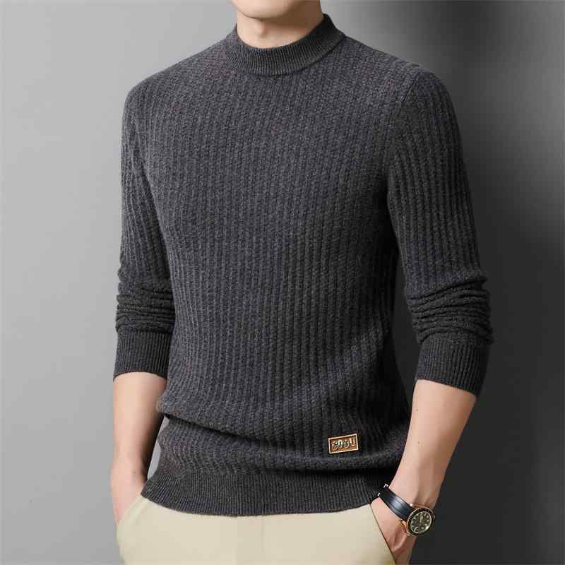 メンズ ファッション 服 男性用 オシャレ シンプル 大人 かっこいい ストリート カジュアル ウール セーター ハーフ タートルネック 厚手 ニット レイヤリング シャツ 暖かい(4.0)