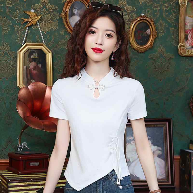 秋コーデ レディース ファッション ボタン 白 半袖 Tシャツ 女性用 スタイリッシュ ショルダー トップス