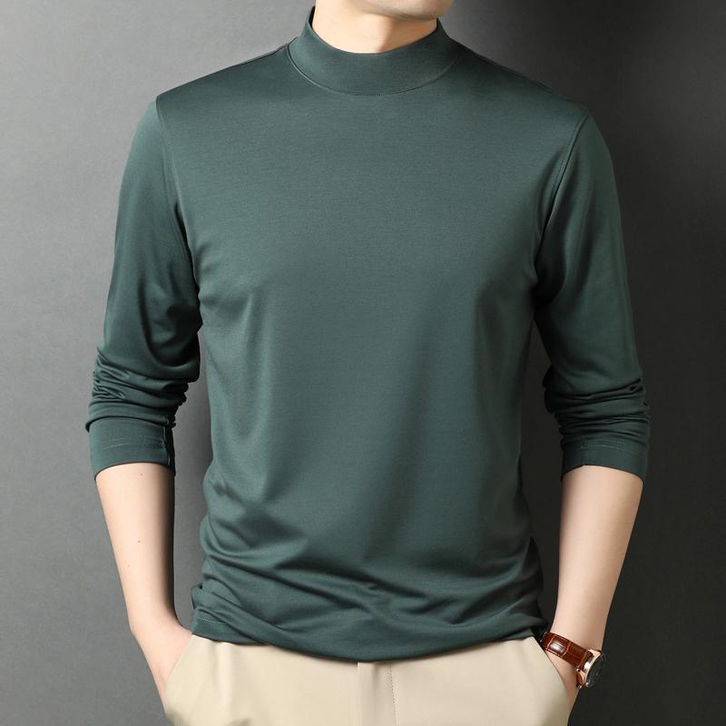 Rakuten - メンズ ファッション 服 男性用 オシャレ シンプル 大人 かっこいい ストリート カジュアル スタンドカラー 長袖 Tシャツ ミディアム カラー 無地 ハーフ ハイネック モダール レイヤリング