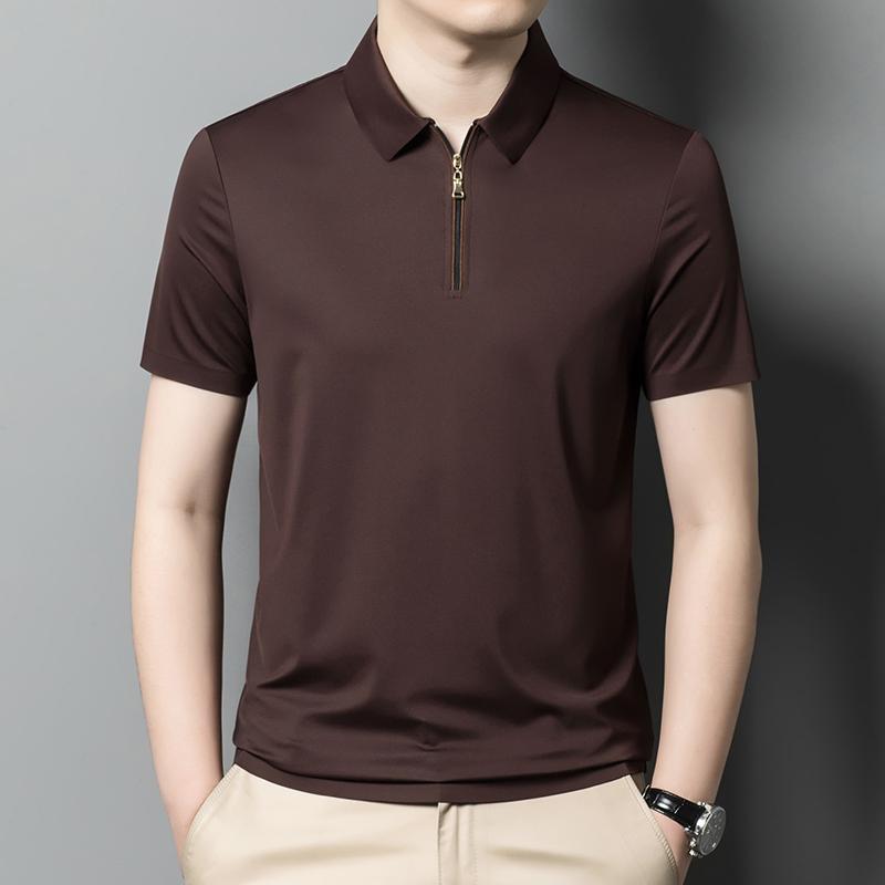 メンズ ファッション 服 男性用 オシャレ シンプル 大人 かっこいい ストリート ビジネス カジュアル ハーフ ジッパー 冷感 半袖 Tシャツ シームレス 無地 ポロ シャツ