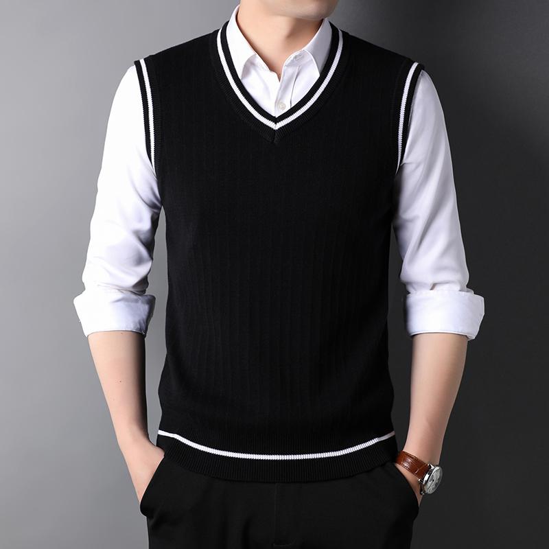 乐天商城 - メンズ ファッション 服 男性用 オシャレ シンプル 大人 かっこいい ストリート カジュアル ニット ベスト コットン Vネック 無地 セーター ノースリーブ ウエスト コート