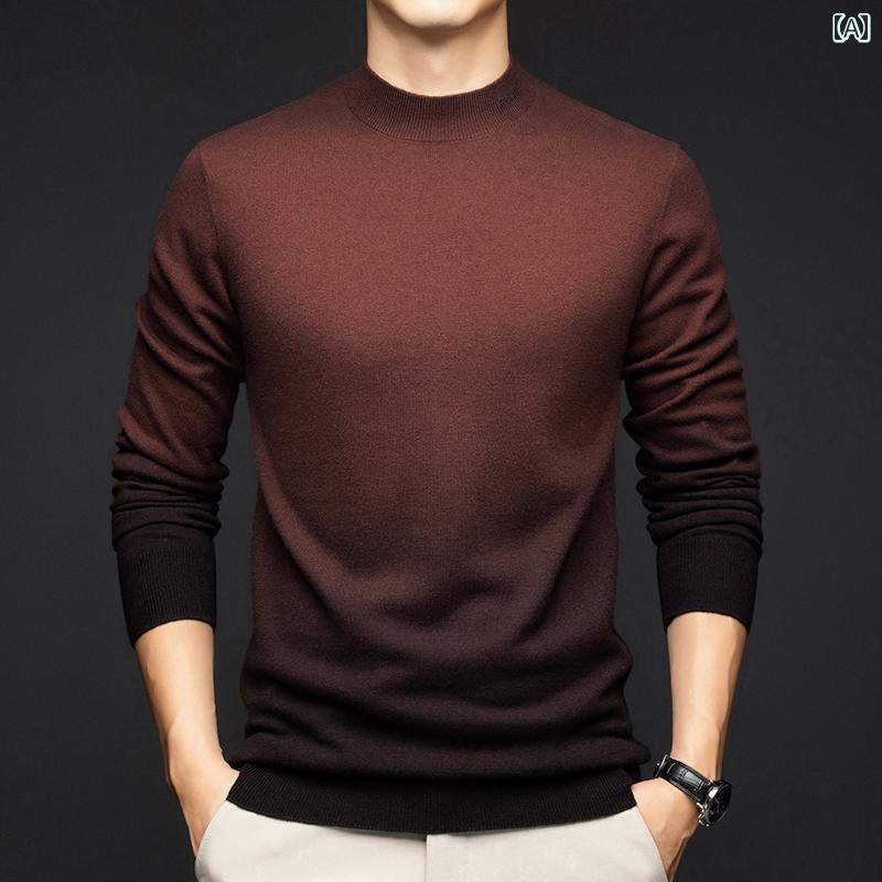 メンズ ファッション 服 男性用 オシャレ シンプル 大人 かっこいい ストリート カジュアル セーター ハーフ ハイネック グラデーション ニット レイヤリング シャツ 韓国スタイル ウェア