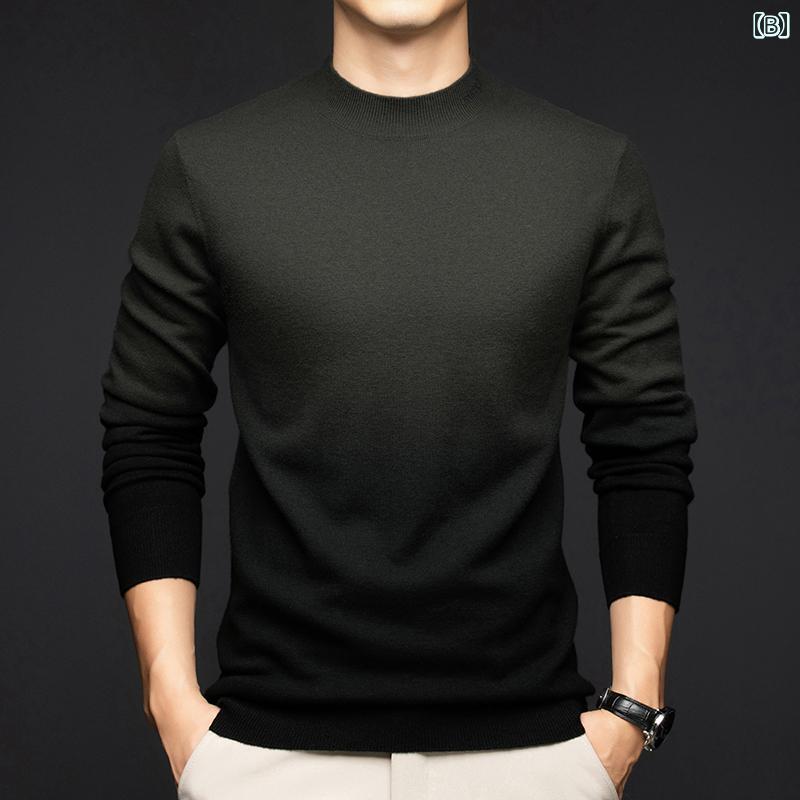 メンズ ファッション 服 男性用 オシャレ シンプル 大人 かっこいい ストリート カジュアル セーター ハーフ ハイネック グラデーション ニット レイヤリング シャツ 韓国スタイル ウェア